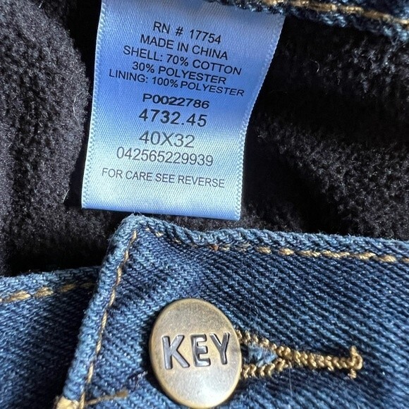 NWOT Key Fleece-Lined Jeans Pants Men's size 40x32 - Picture 5 of 5